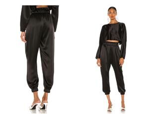 Nonchalant Label Evory Pant in Black Satin